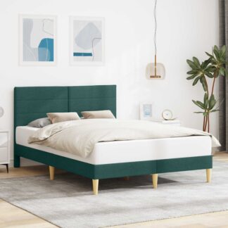 vidaXL Σκελετός Κρεβατιού Σκούρο Πράσινο 140 x 190 cm Ύφασμα