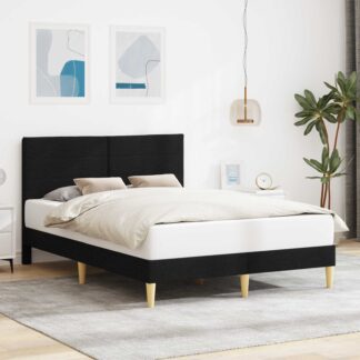 vidaXL Σκελετός Κρεβατιού με κεφαλάρι Μαύρο 140 x 200 cm Ύφασμα