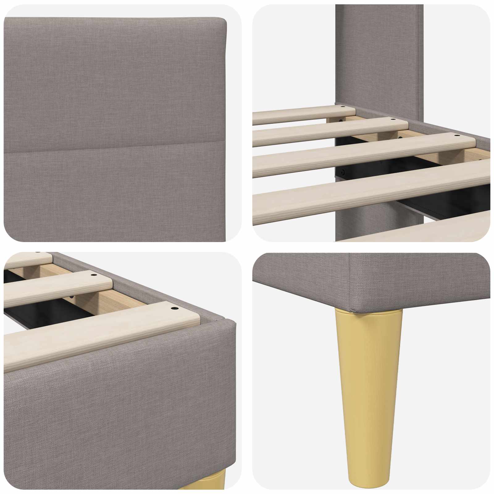 vidaXL Σκελετός Κρεβατιού με κεφαλάρι Taupe 160 x 200 cm Ύφασμα - Image 7