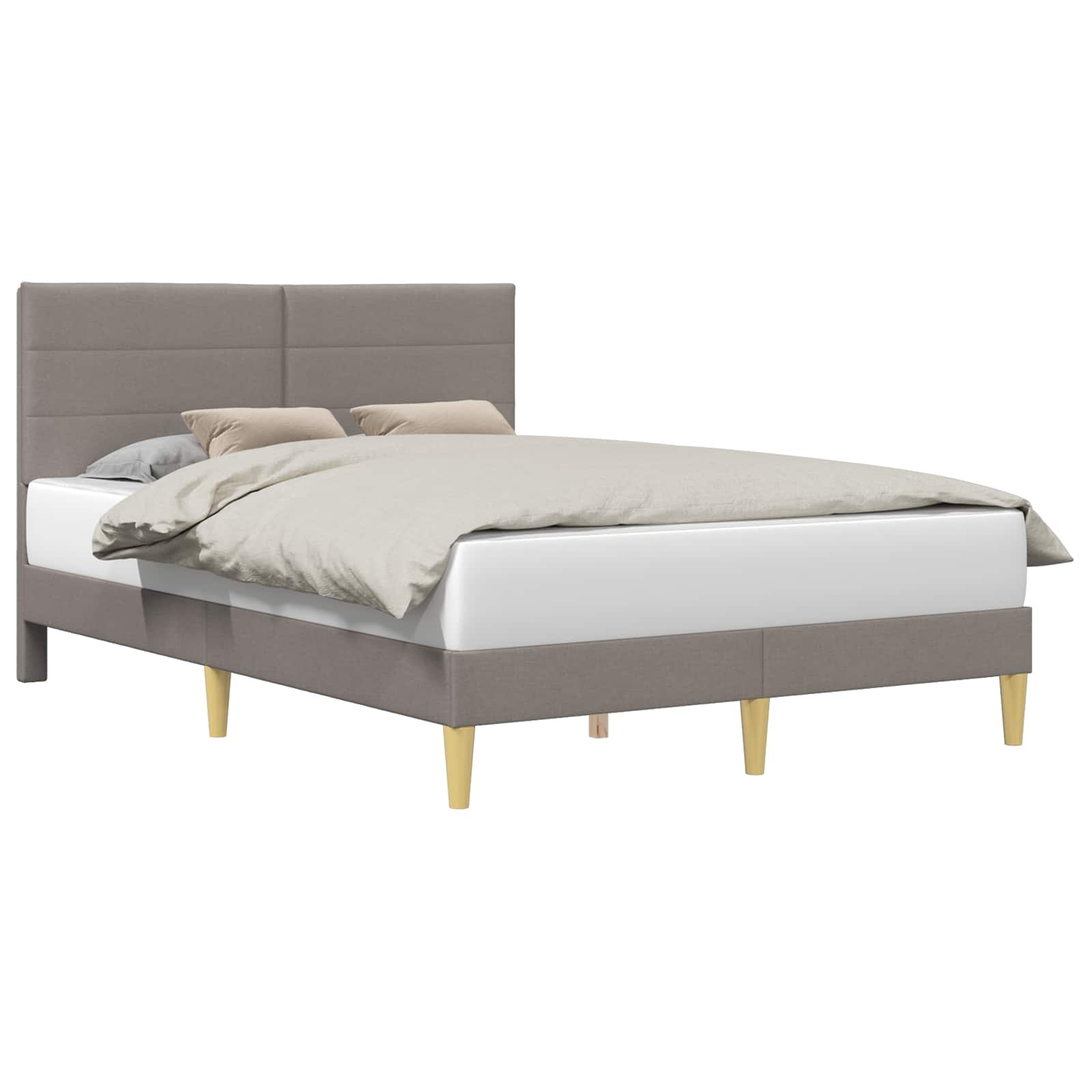 vidaXL Σκελετός Κρεβατιού με κεφαλάρι Taupe 160 x 200 cm Ύφασμα - Image 2