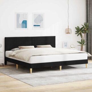 vidaXL Σκελετός Κρεβατιού με κεφαλάρι Μαύρο 180 x 200 cm Ύφασμα