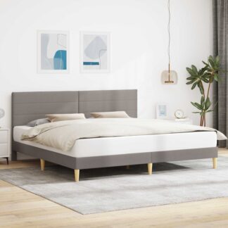 vidaXL Σκελετός Κρεβατιού με κεφαλάρι Taupe 200 x 200 cm Ύφασμα