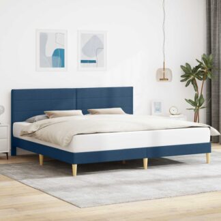 vidaXL Σκελετός Κρεβατιού με κεφαλάρι Μπλε 200 x 200 cm Ύφασμα