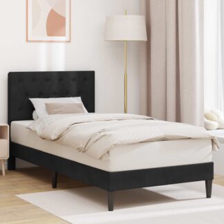 vidaXL Σκελετός Κρεβατιού με κεφαλάρι Μαύρο 80 x 200 cm Βελούδο