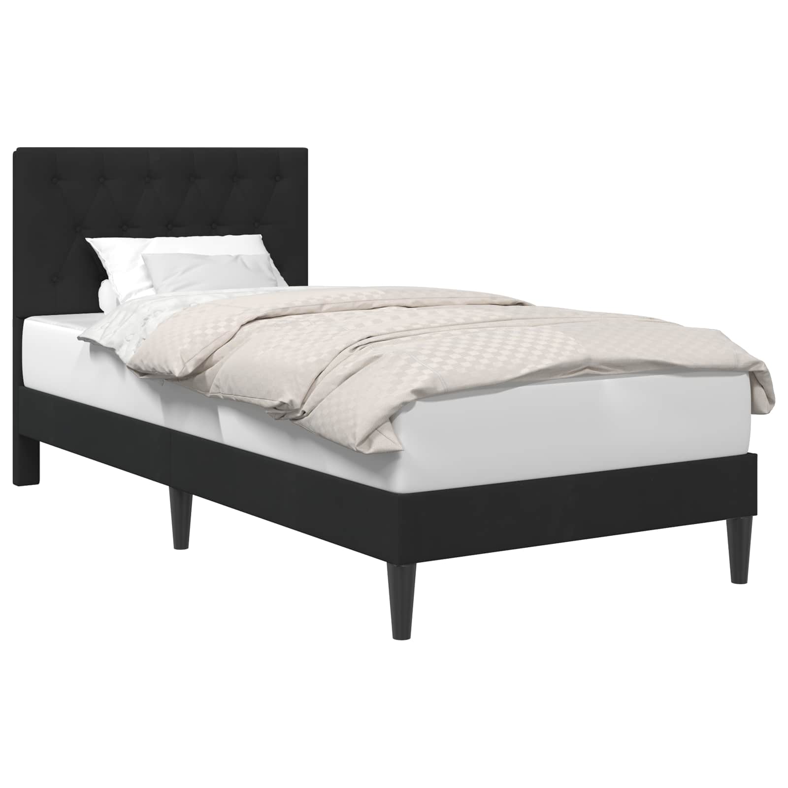 vidaXL Σκελετός Κρεβατιού με κεφαλάρι Μαύρο 90 x 190 cm Βελούδο - Image 2