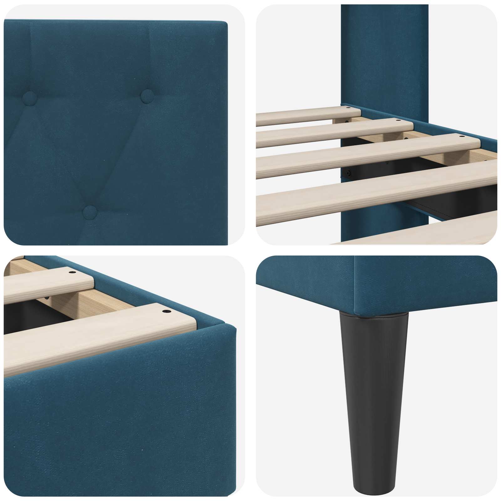 vidaXL Σκελετός Κρεβατιού με κεφαλάρι Μπλε 90 x 200 cm Βελούδο - Image 7
