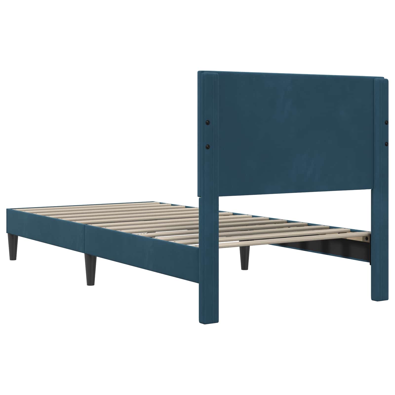 vidaXL Σκελετός Κρεβατιού με κεφαλάρι Μπλε 90 x 200 cm Βελούδο - Image 6