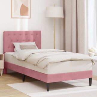 vidaXL Σκελετός Κρεβατιού με κεφαλάρι Ροζ 100 x 200 cm Βελούδο