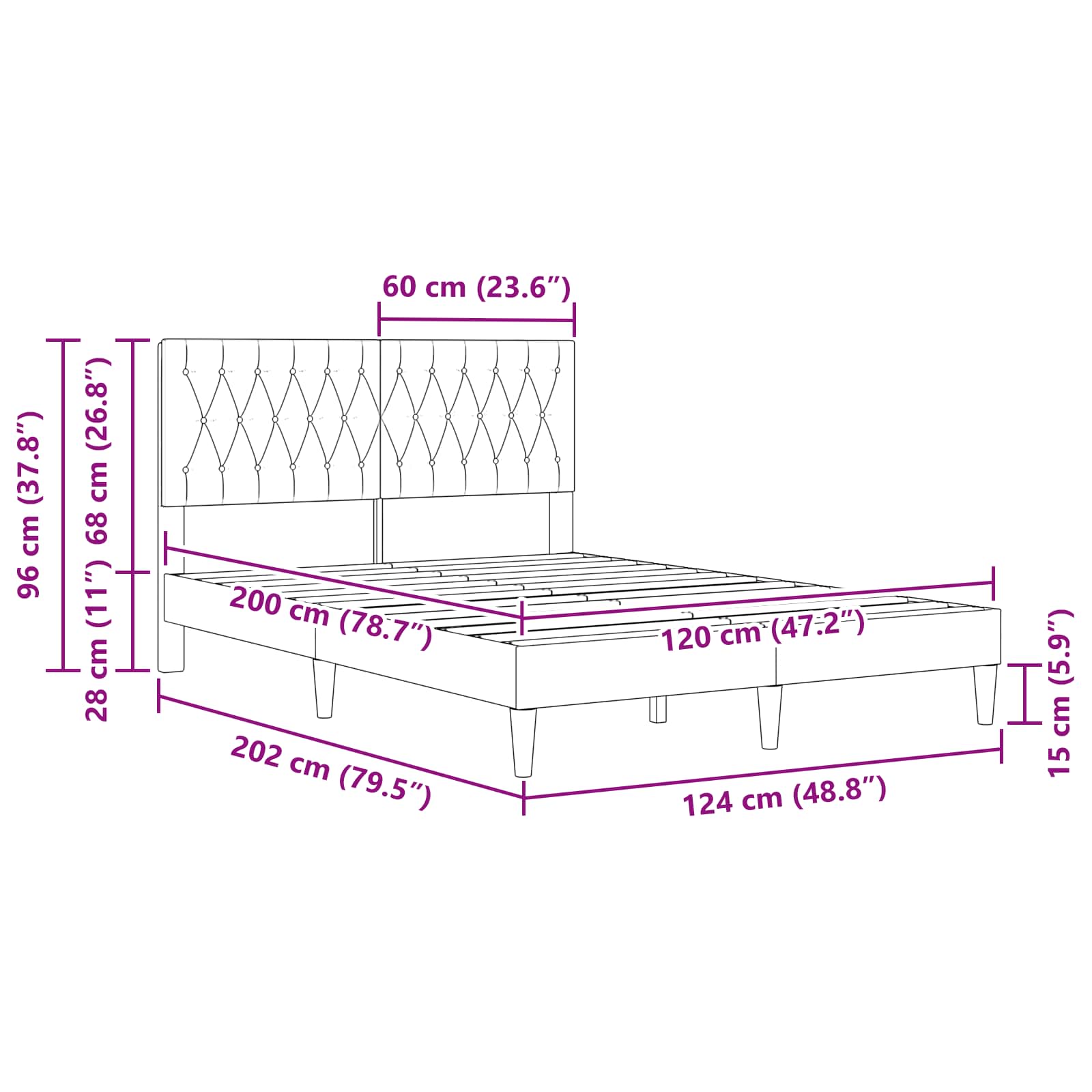 vidaXL Σκελετός Κρεβατιού Σκούρο Πράσινο 120 x 200 cm Βελούδο - Image 9