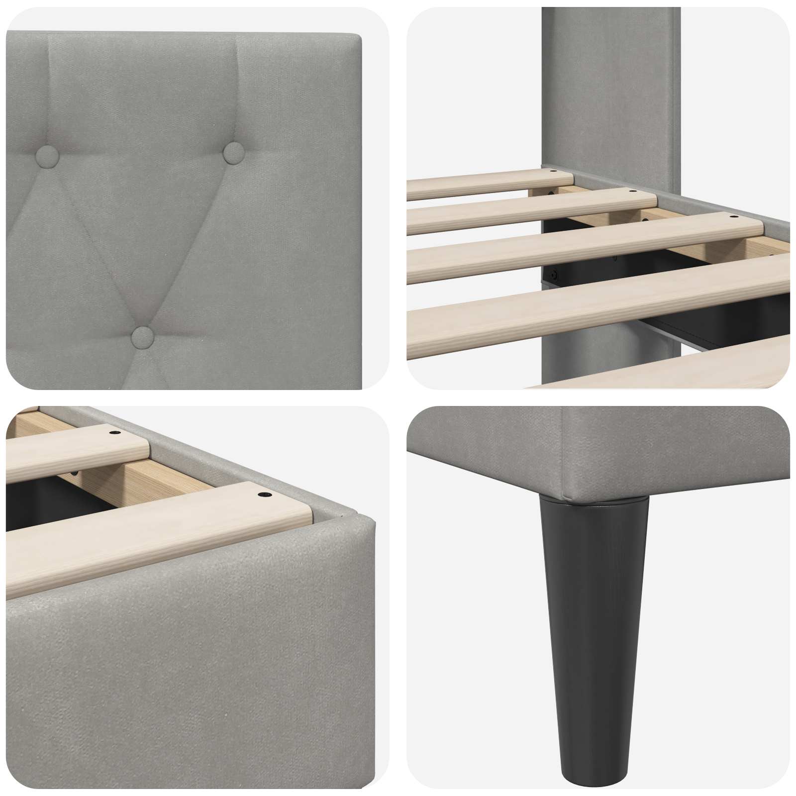 vidaXL Σκελετός Κρεβατιού Ανοιχτό γκρι 140 x 190 cm Βελούδο - Image 7