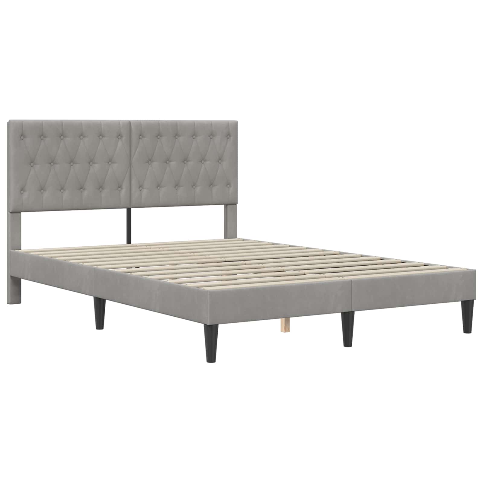vidaXL Σκελετός Κρεβατιού Ανοιχτό γκρι 140 x 190 cm Βελούδο - Image 3