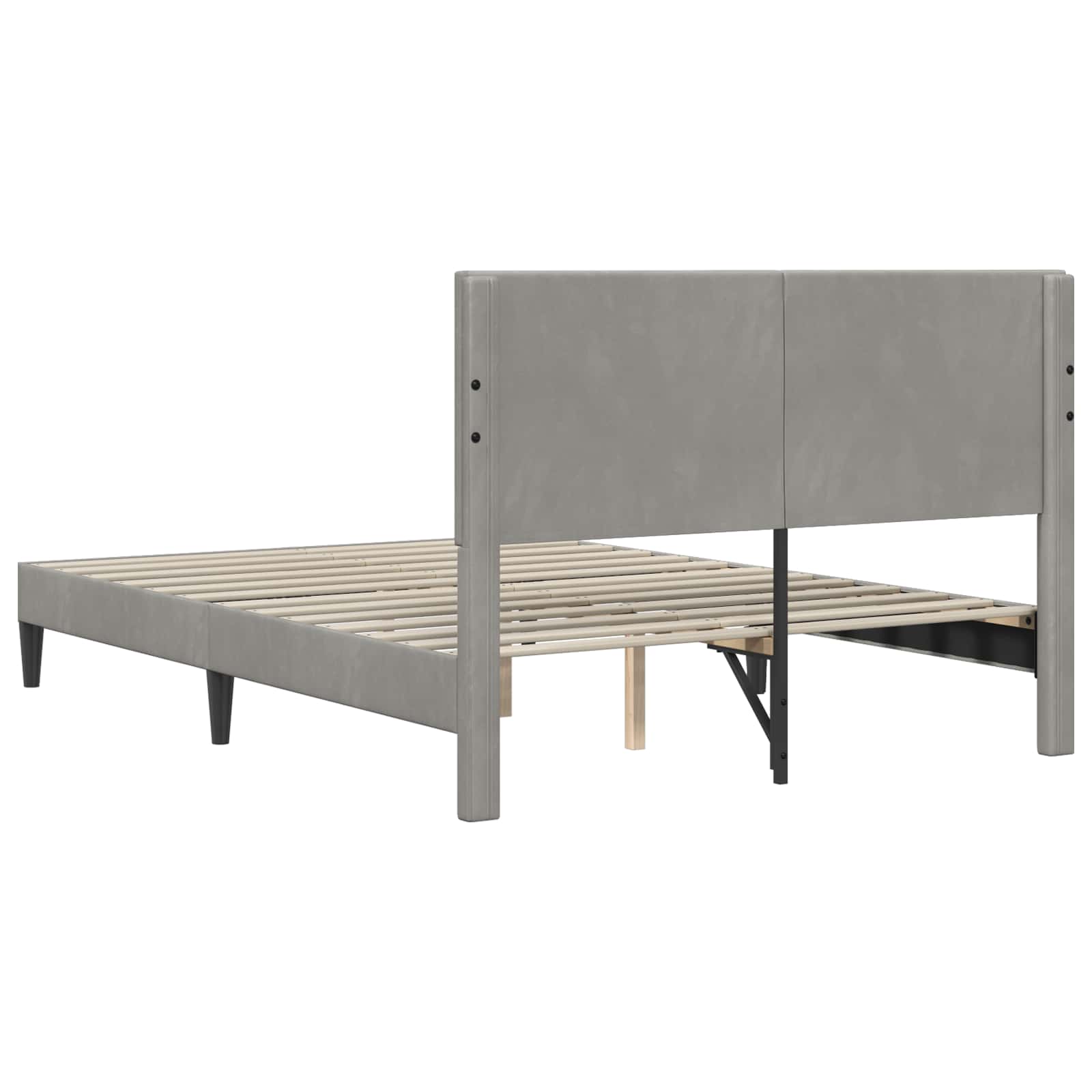 vidaXL Σκελετός Κρεβατιού Ανοιχτό γκρι 140 x 190 cm Βελούδο - Image 6