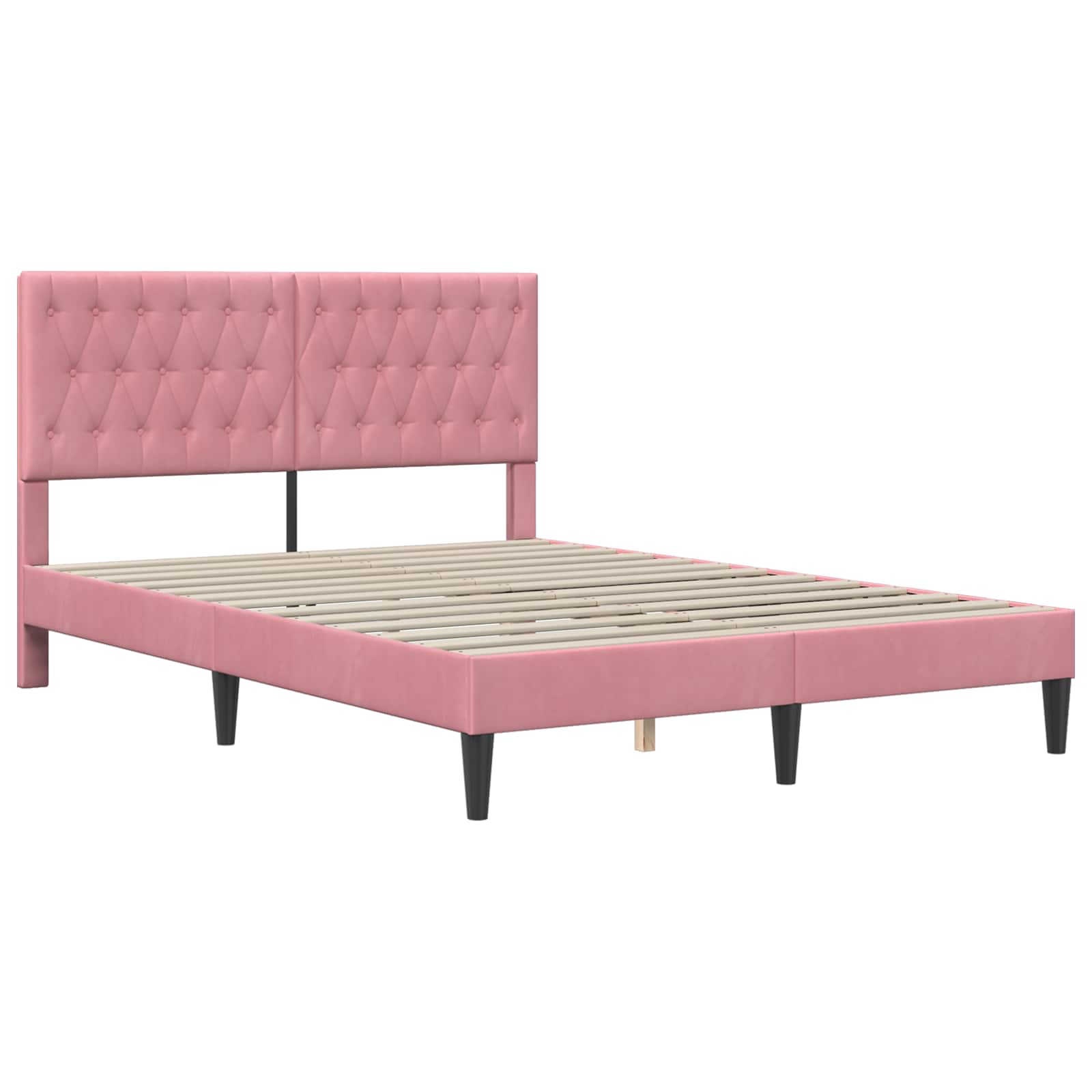 vidaXL Σκελετός Κρεβατιού με κεφαλάρι Ροζ 140 x 190 cm Βελούδο - Image 3