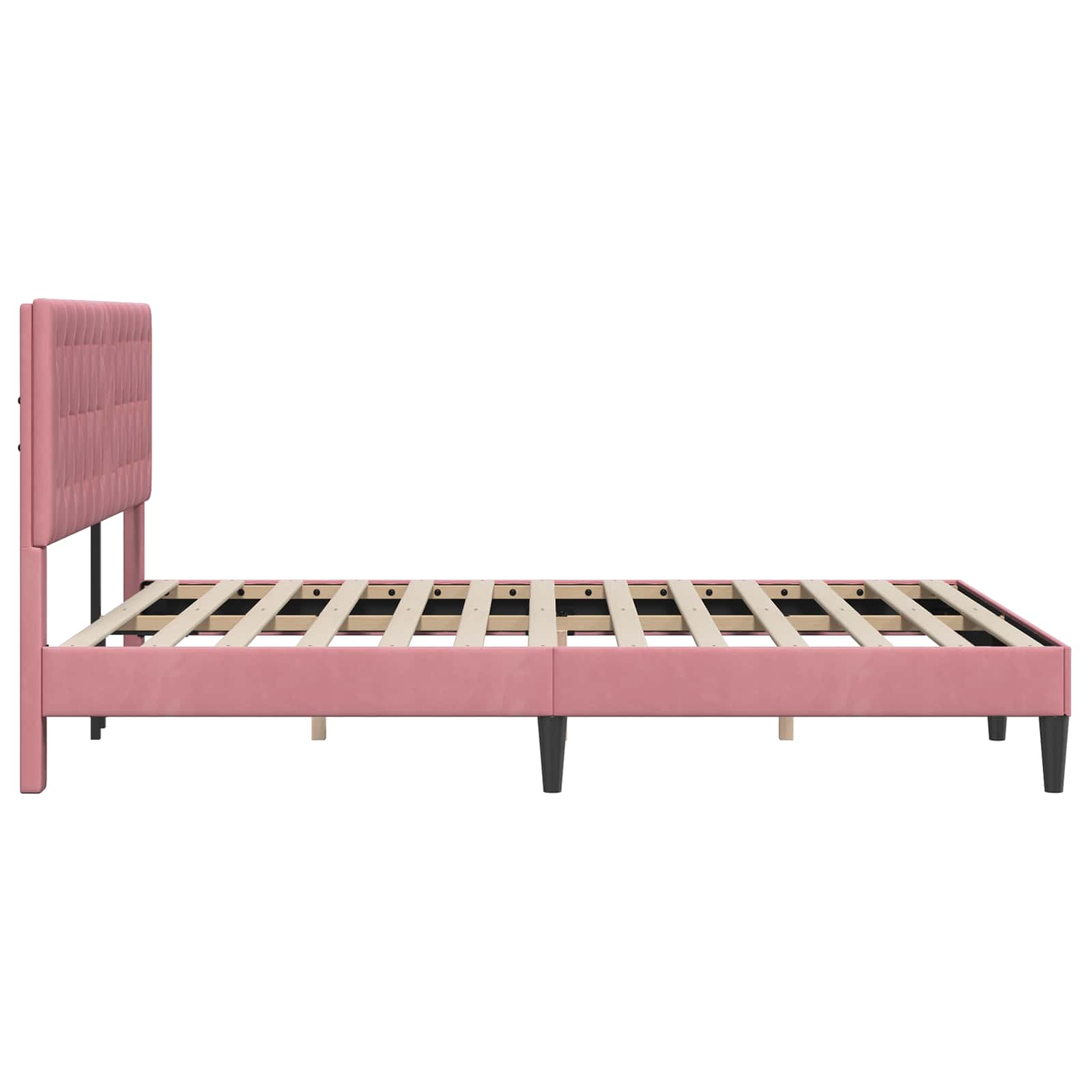 vidaXL Σκελετός Κρεβατιού με κεφαλάρι Ροζ 140 x 190 cm Βελούδο - Image 5