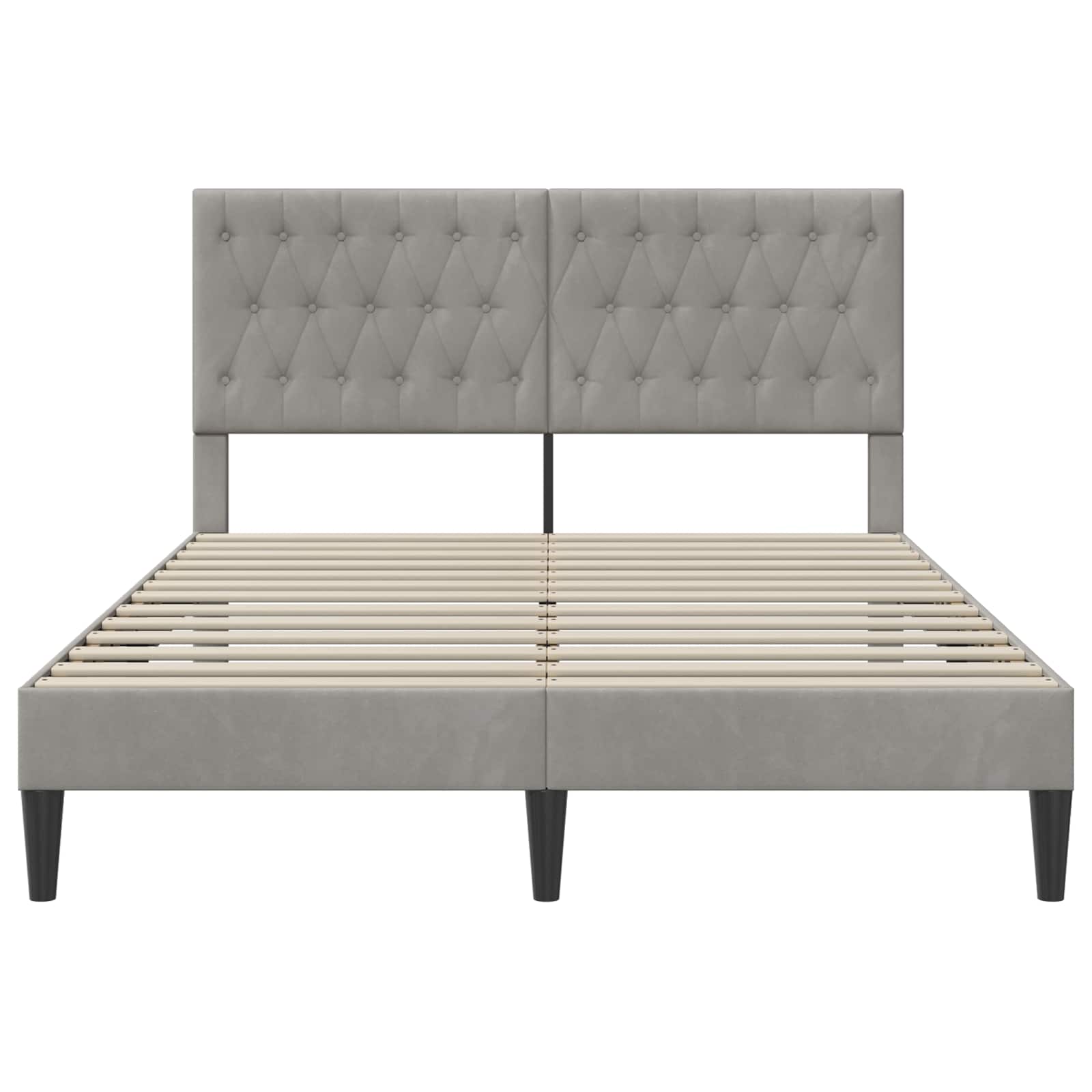 vidaXL Σκελετός Κρεβατιού Ανοιχτό γκρι 140 x 200 cm Βελούδο - Image 4