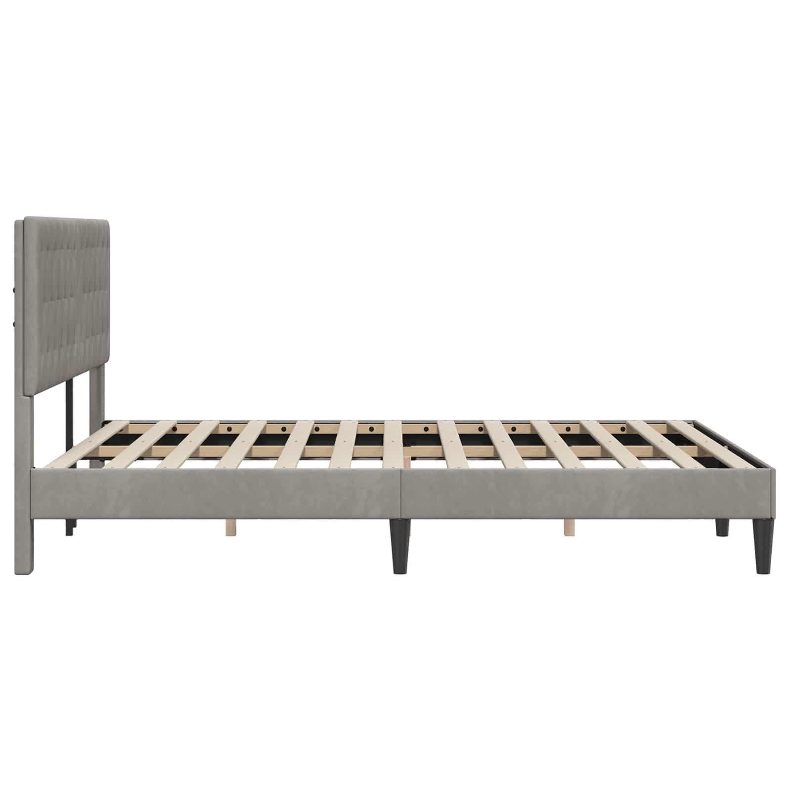 vidaXL Σκελετός Κρεβατιού Ανοιχτό γκρι 140 x 200 cm Βελούδο - Image 5
