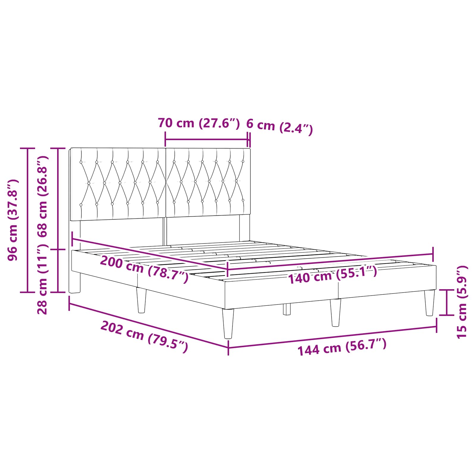 vidaXL Σκελετός Κρεβατιού Σκούρο Πράσινο 140 x 200 cm Βελούδο - Image 9