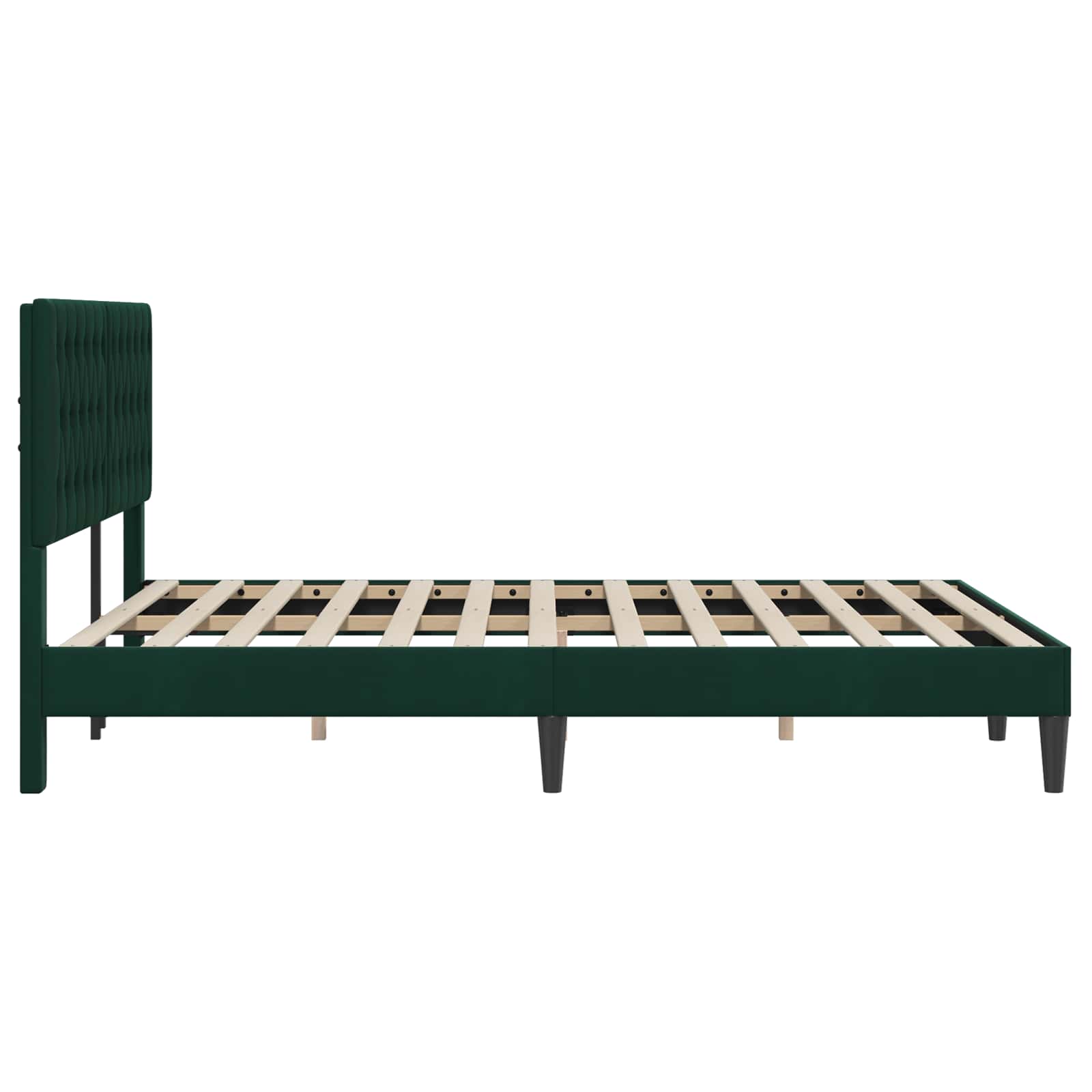 vidaXL Σκελετός Κρεβατιού Σκούρο Πράσινο 160 x 200 cm Βελούδο - Image 5