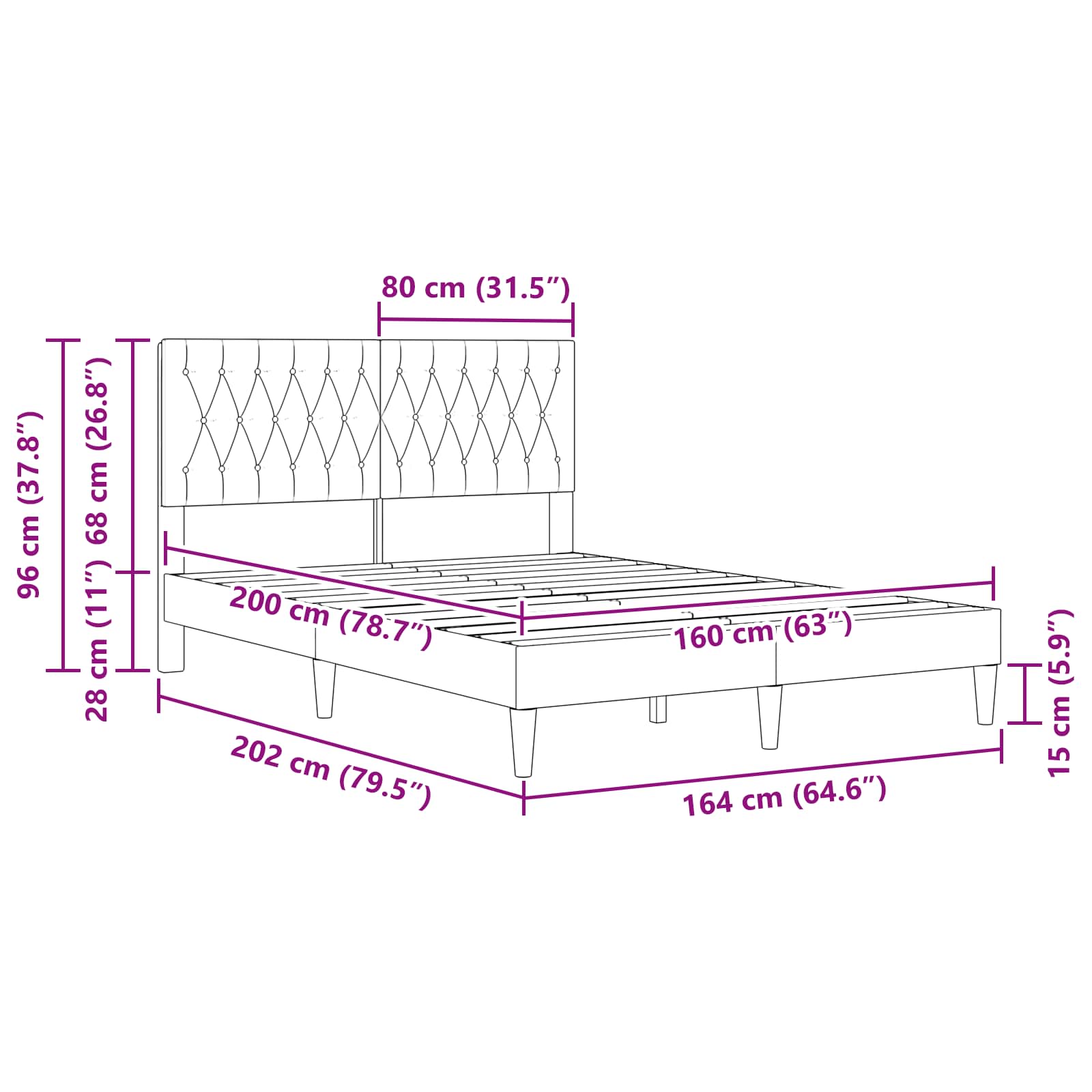 vidaXL Σκελετός Κρεβατιού Σκούρο Πράσινο 160 x 200 cm Βελούδο - Image 9