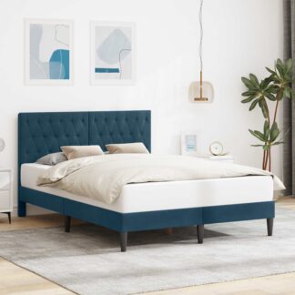 vidaXL Σκελετός Κρεβατιού με κεφαλάρι Μπλε 160 x 200 cm Βελούδο