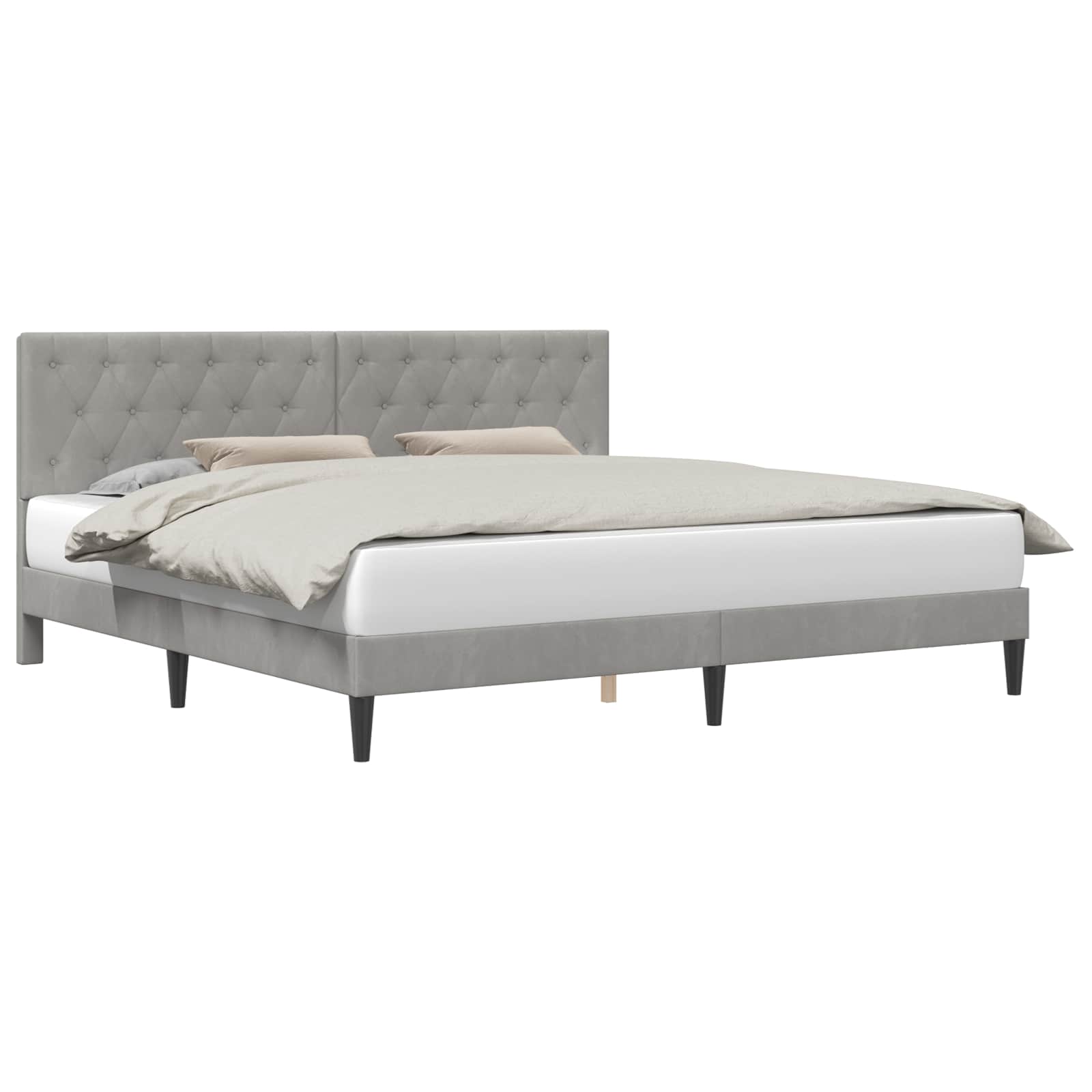 vidaXL Σκελετός Κρεβατιού Ανοιχτό γκρι 180 x 200 cm Βελούδο - Image 2