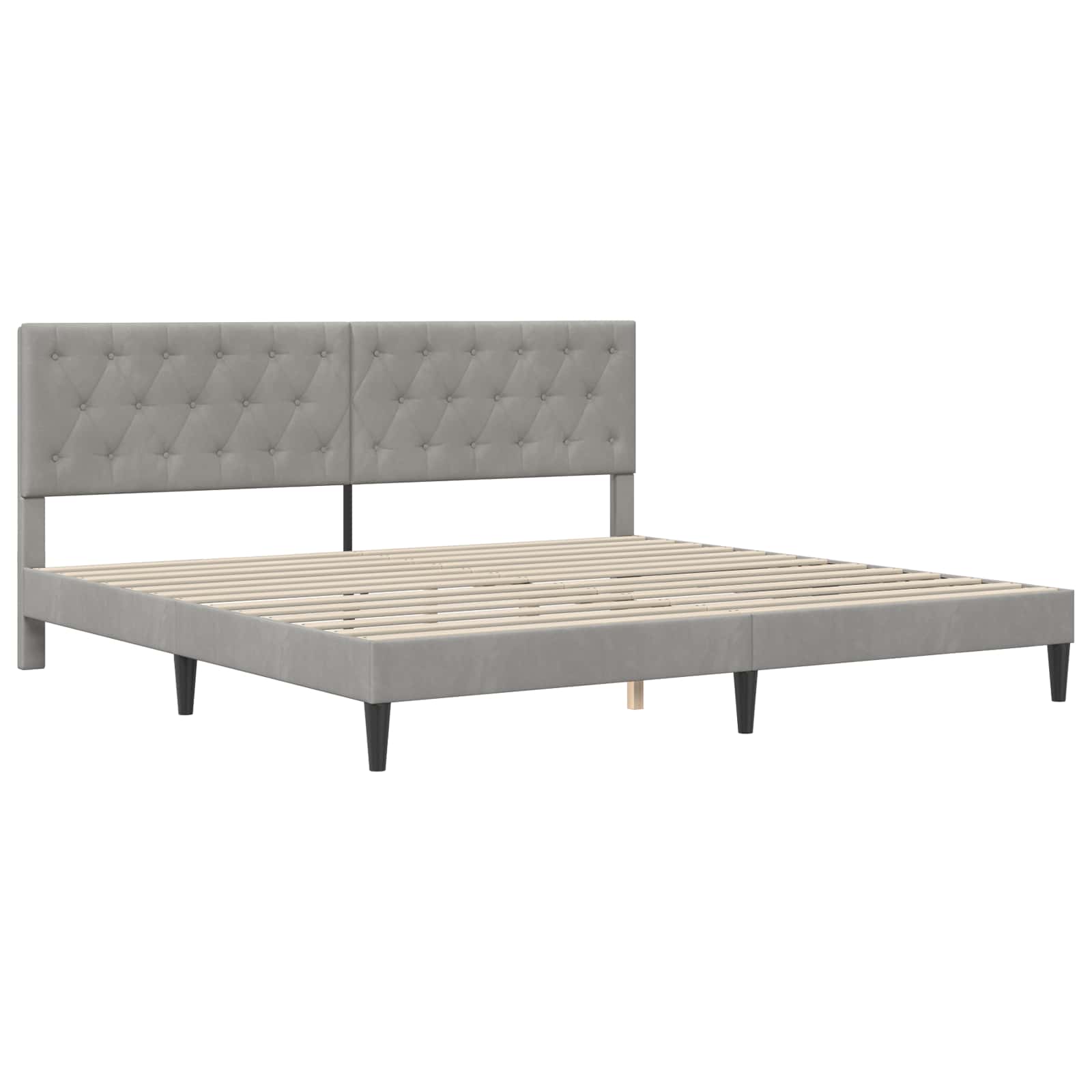 vidaXL Σκελετός Κρεβατιού Ανοιχτό γκρι 180 x 200 cm Βελούδο - Image 3