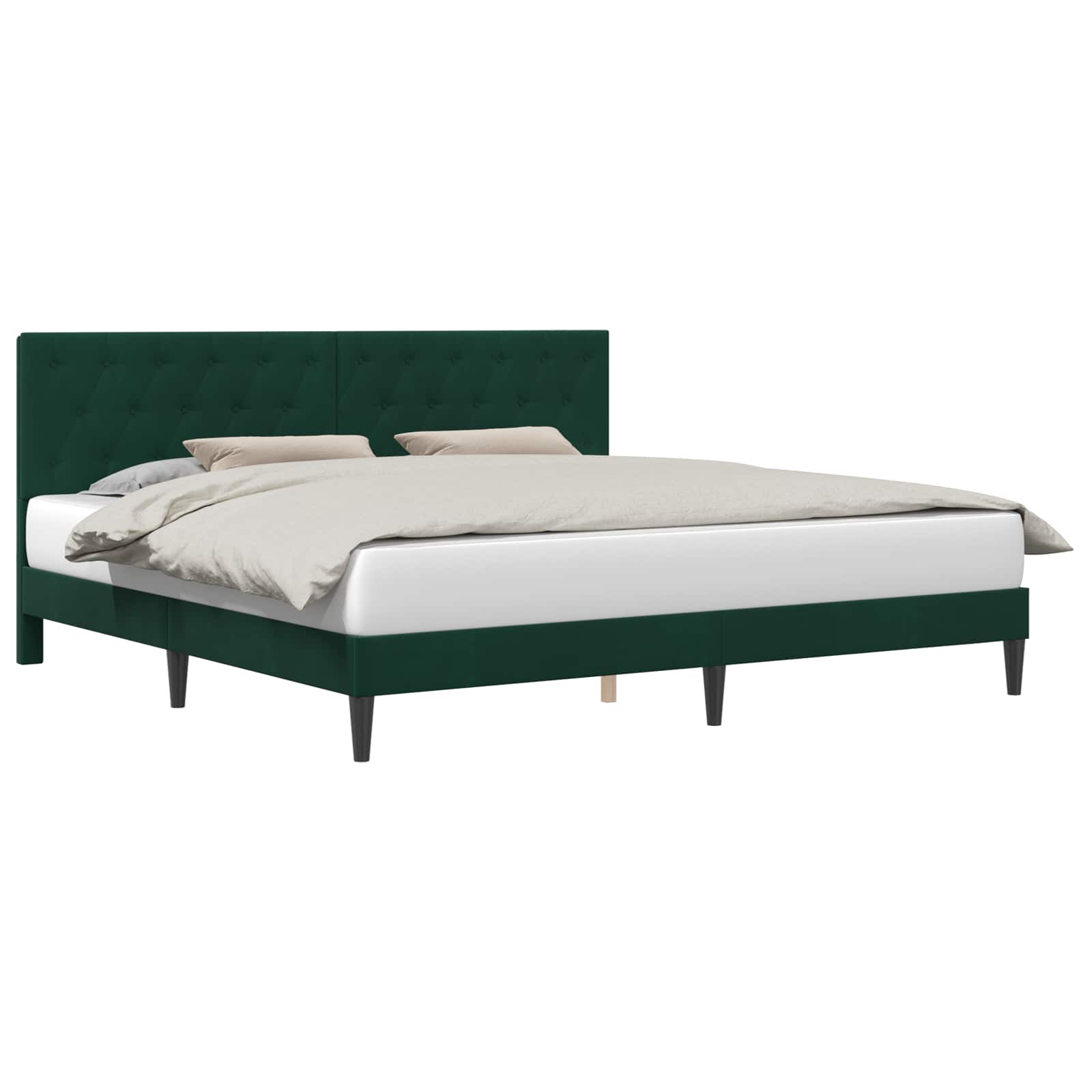 vidaXL Σκελετός Κρεβατιού Σκούρο Πράσινο 200 x 200 cm Βελούδο - Image 2