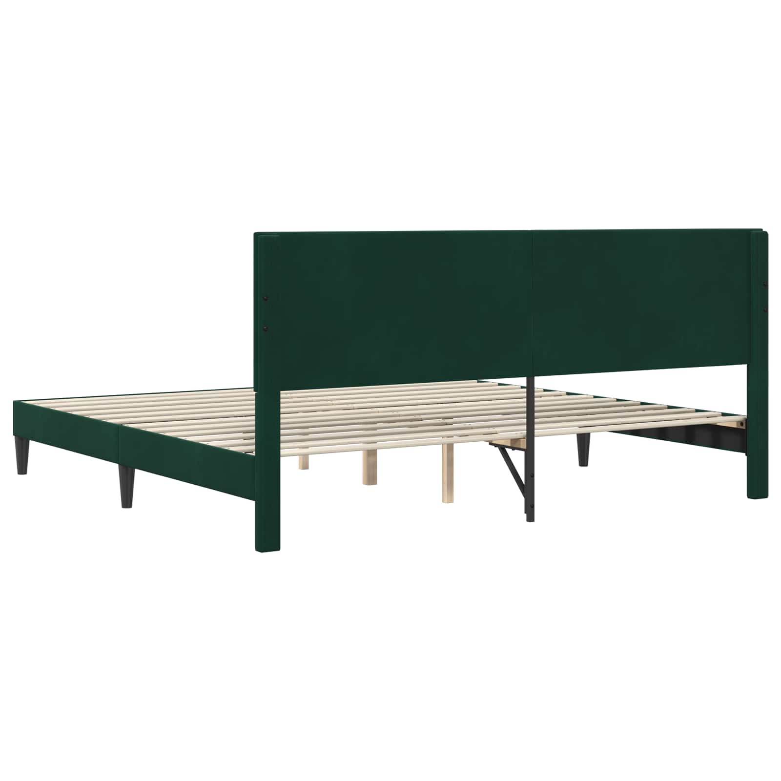 vidaXL Σκελετός Κρεβατιού Σκούρο Πράσινο 200 x 200 cm Βελούδο - Image 6