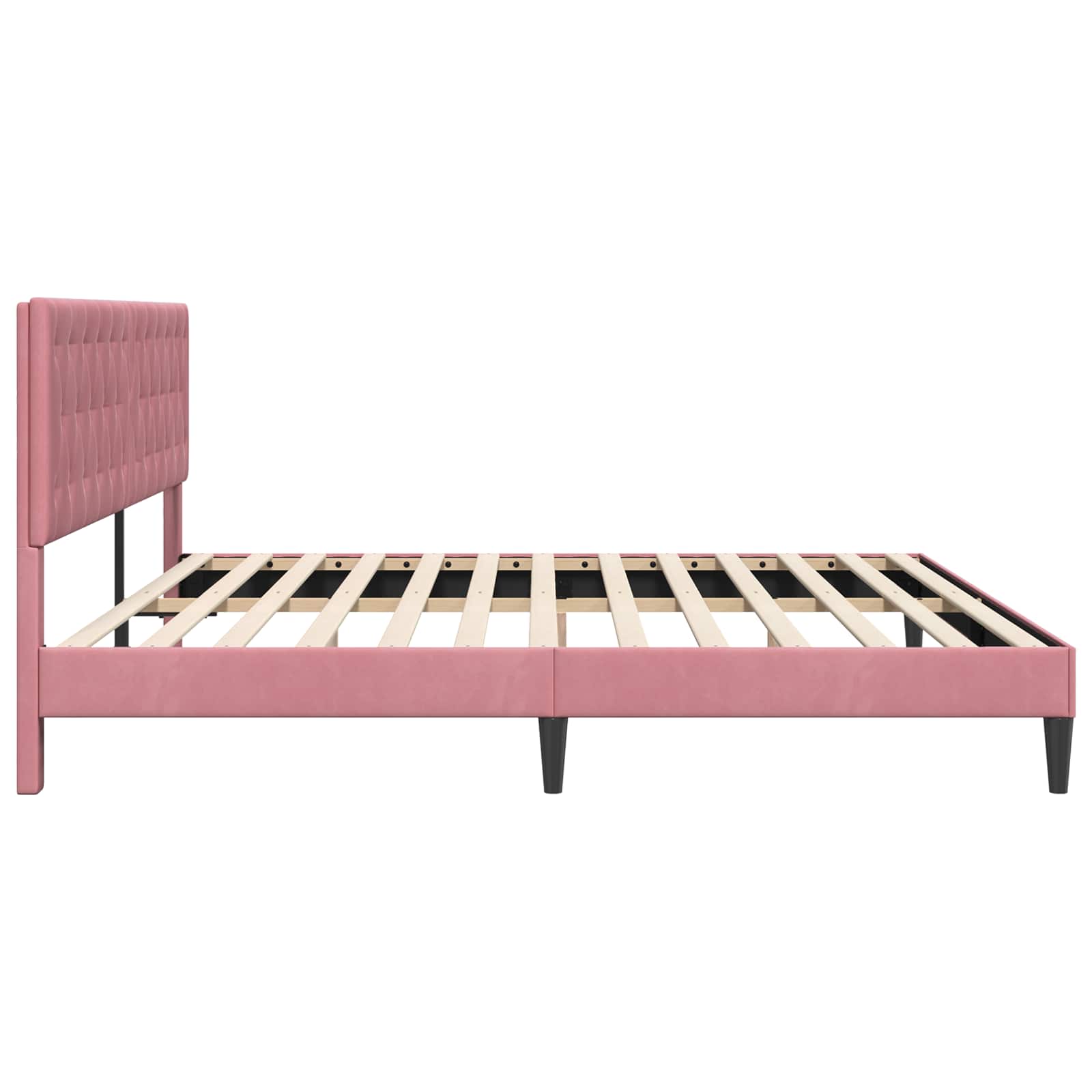 vidaXL Σκελετός Κρεβατιού με κεφαλάρι Ροζ 200 x 200 cm Βελούδο - Image 5