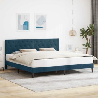 vidaXL Σκελετός Κρεβατιού με κεφαλάρι Μπλε 200 x 200 cm Βελούδο
