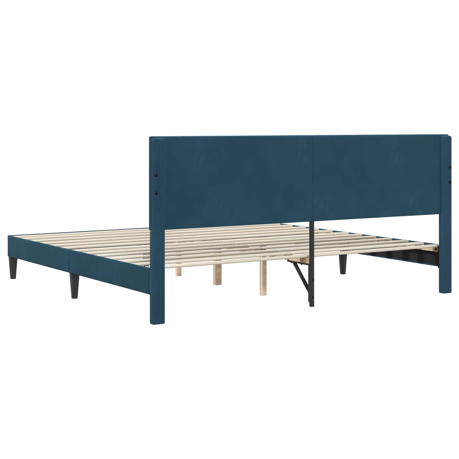 vidaXL Σκελετός Κρεβατιού με κεφαλάρι Μπλε 200 x 200 cm Βελούδο - Image 6