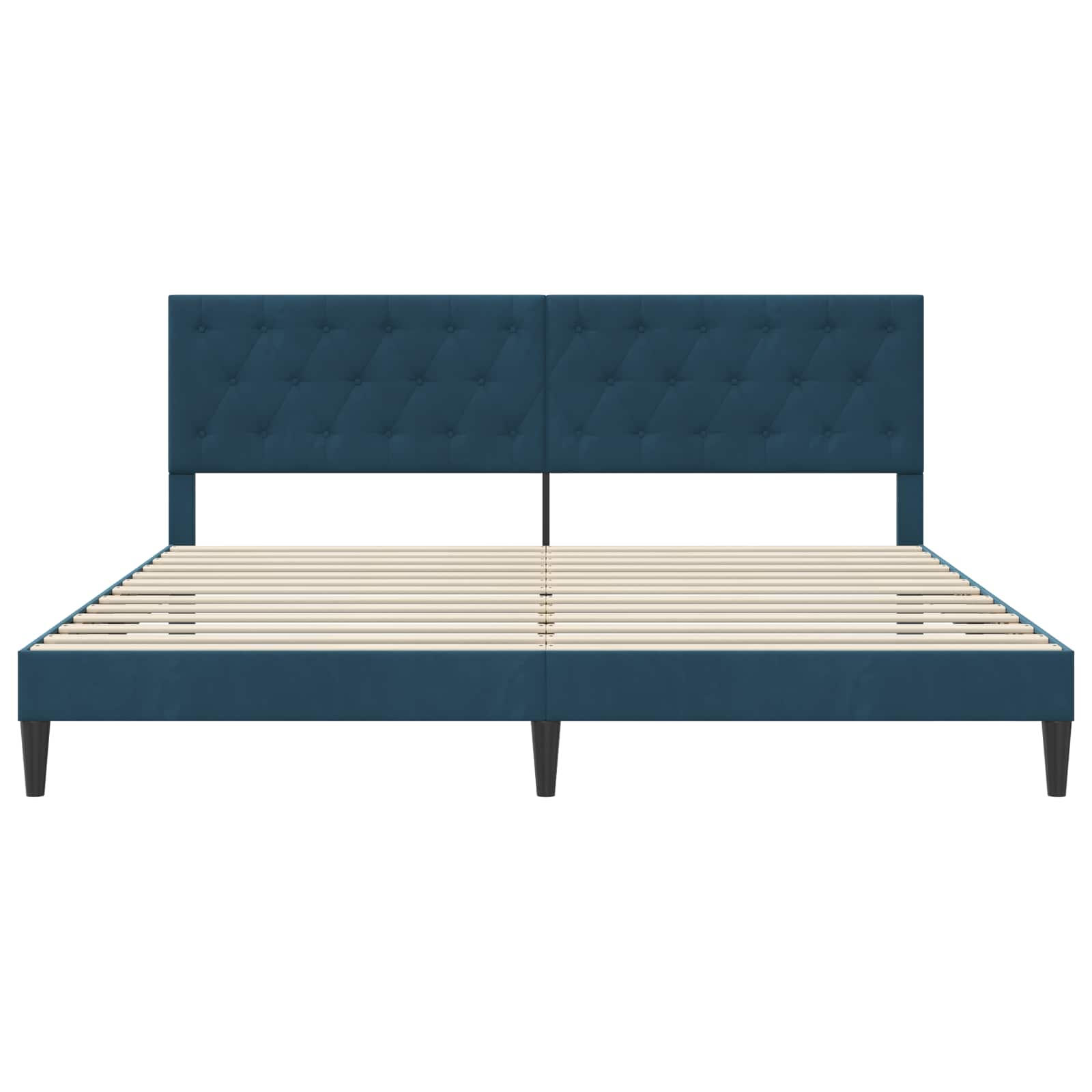 vidaXL Σκελετός Κρεβατιού με κεφαλάρι Μπλε 200 x 200 cm Βελούδο - Image 4