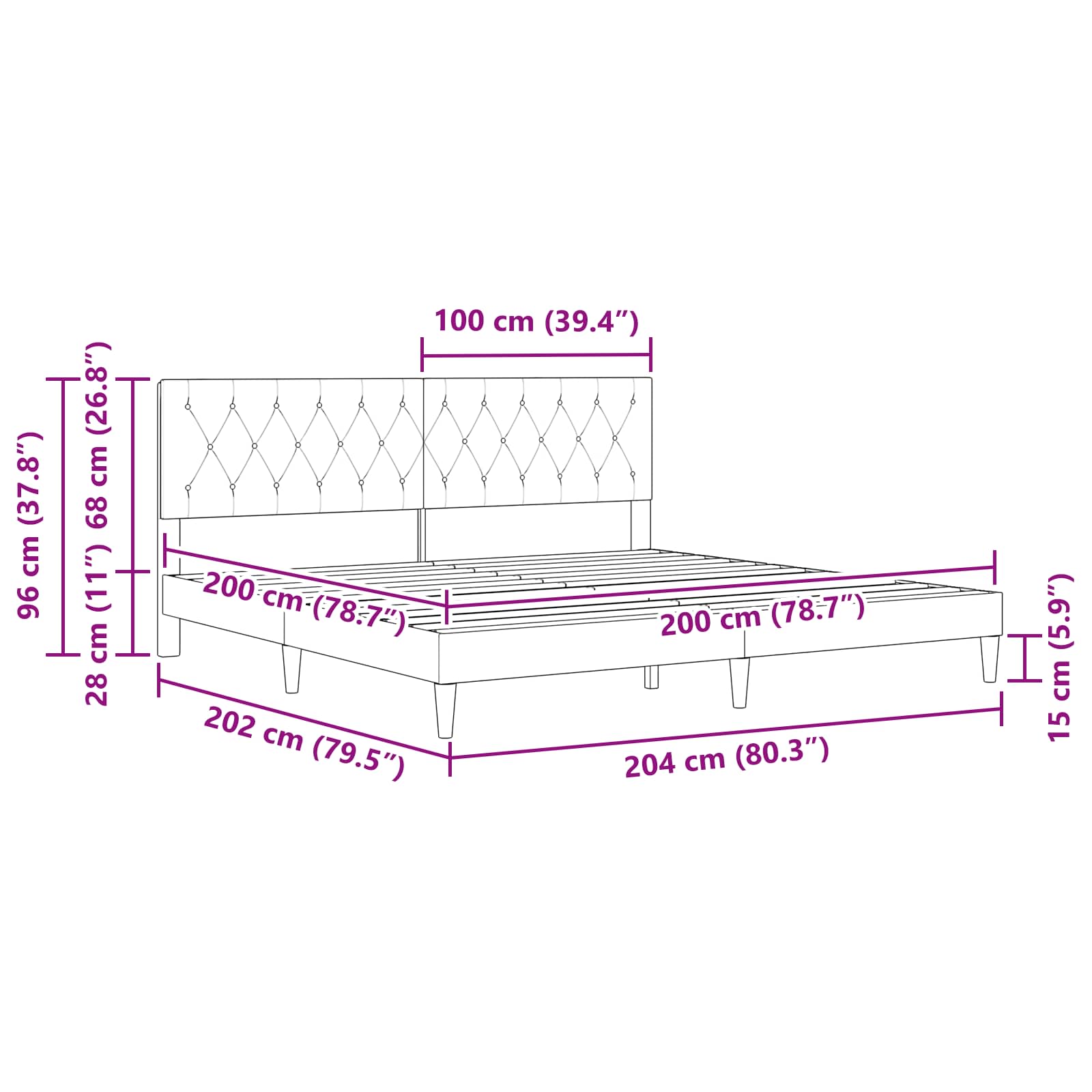 vidaXL Σκελετός Κρεβατιού με κεφαλάρι Μπλε 200 x 200 cm Βελούδο - Image 9