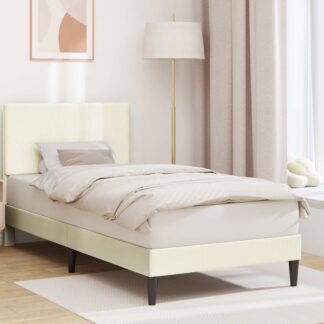 vidaXL Σκελετός Κρεβατιού Κρεμ 100 x 200 cm Υφασμάτινο Κορντουρά