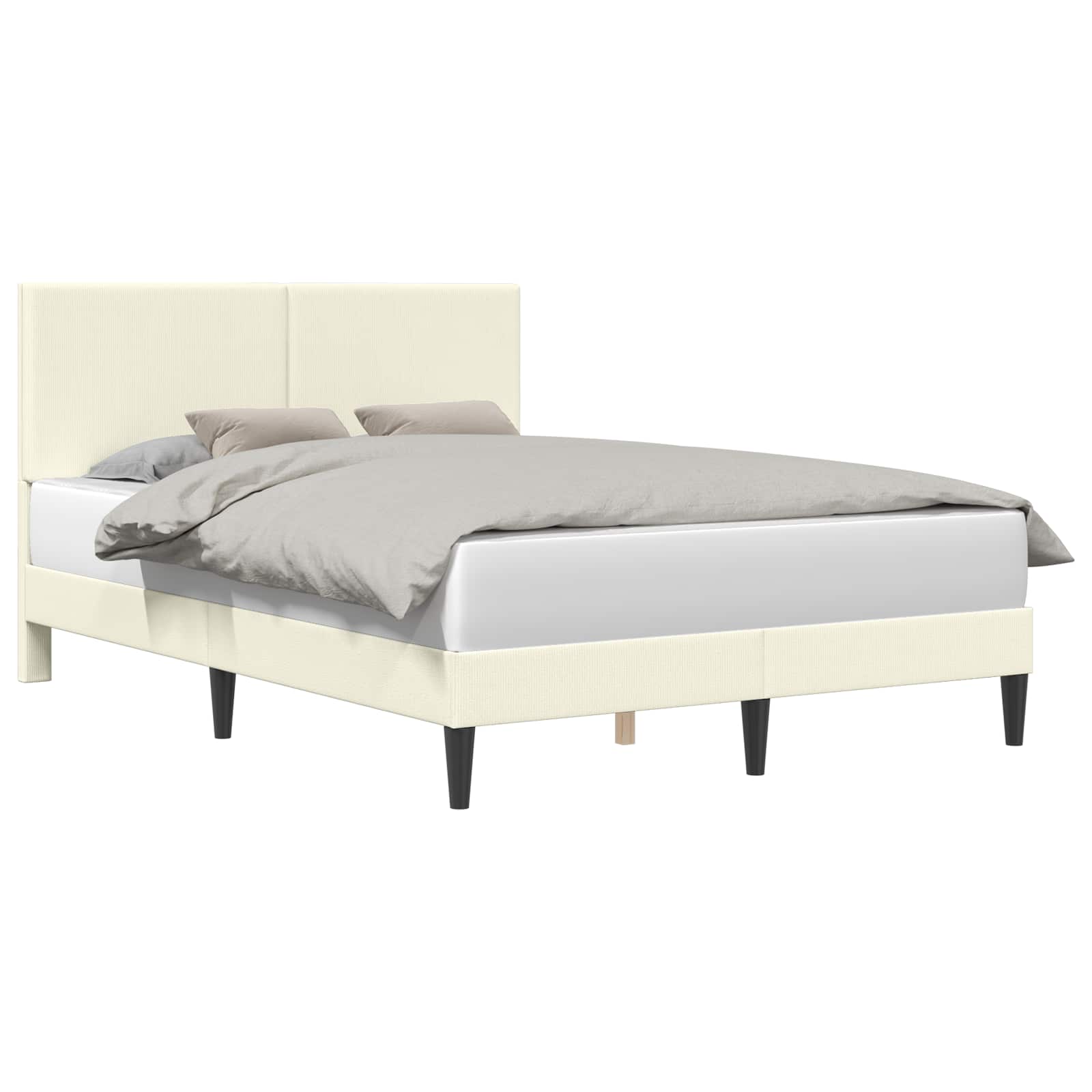 vidaXL Σκελετός Κρεβατιού Κρεμ 140 x 190 cm Υφασμάτινο Κορντουρά - Image 2