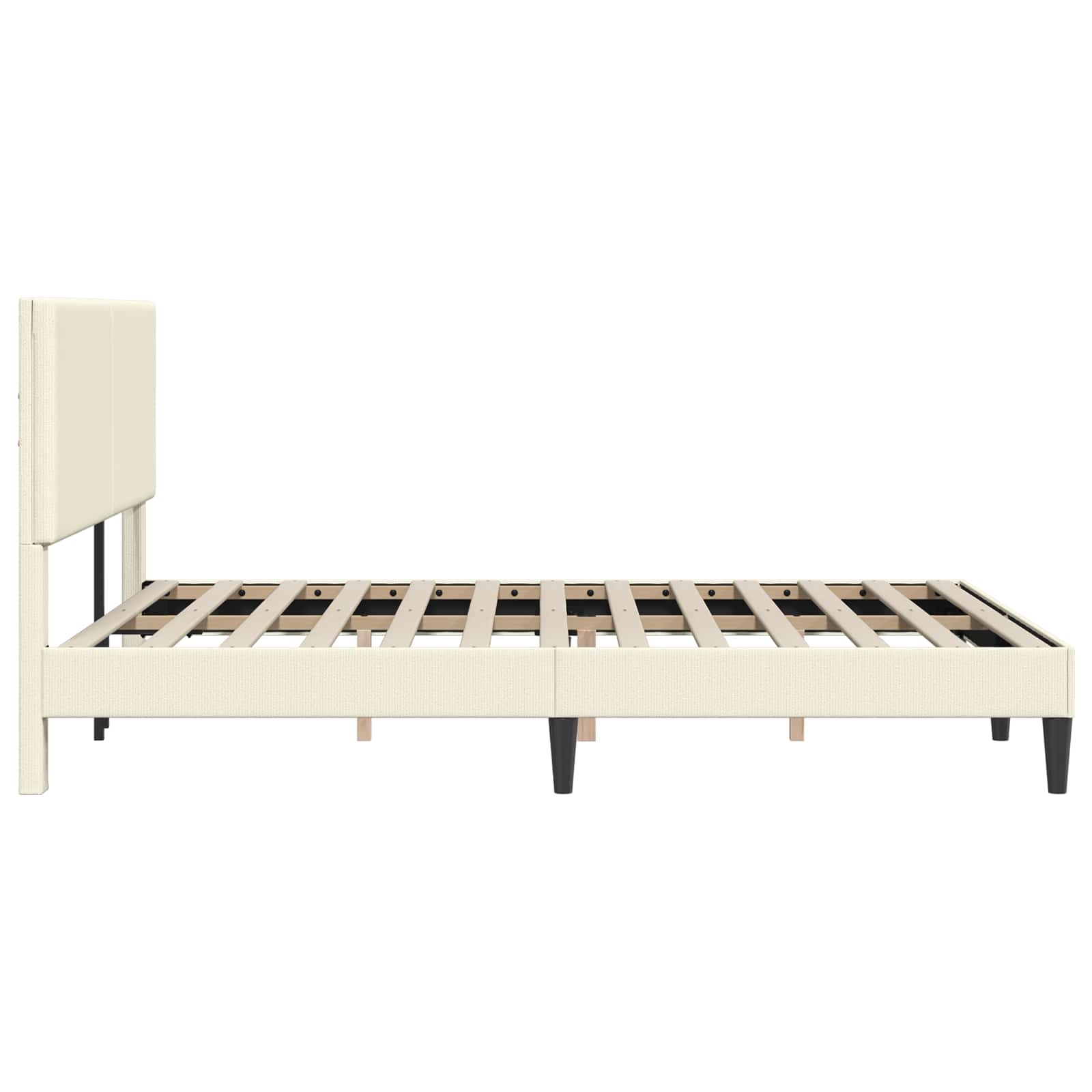 vidaXL Σκελετός Κρεβατιού Κρεμ 140 x 190 cm Υφασμάτινο Κορντουρά - Image 5