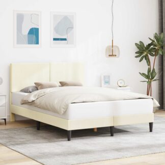 vidaXL Σκελετός Κρεβατιού Κρεμ 160 x 200 cm Υφασμάτινο Κορντουρά