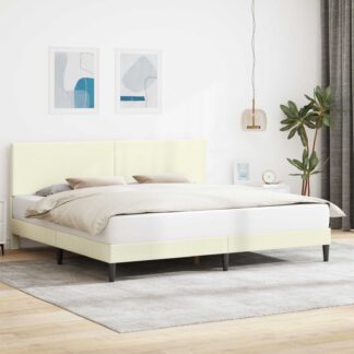 vidaXL Σκελετός Κρεβατιού Κρεμ 200 x 200 cm Υφασμάτινο Κορντουρά