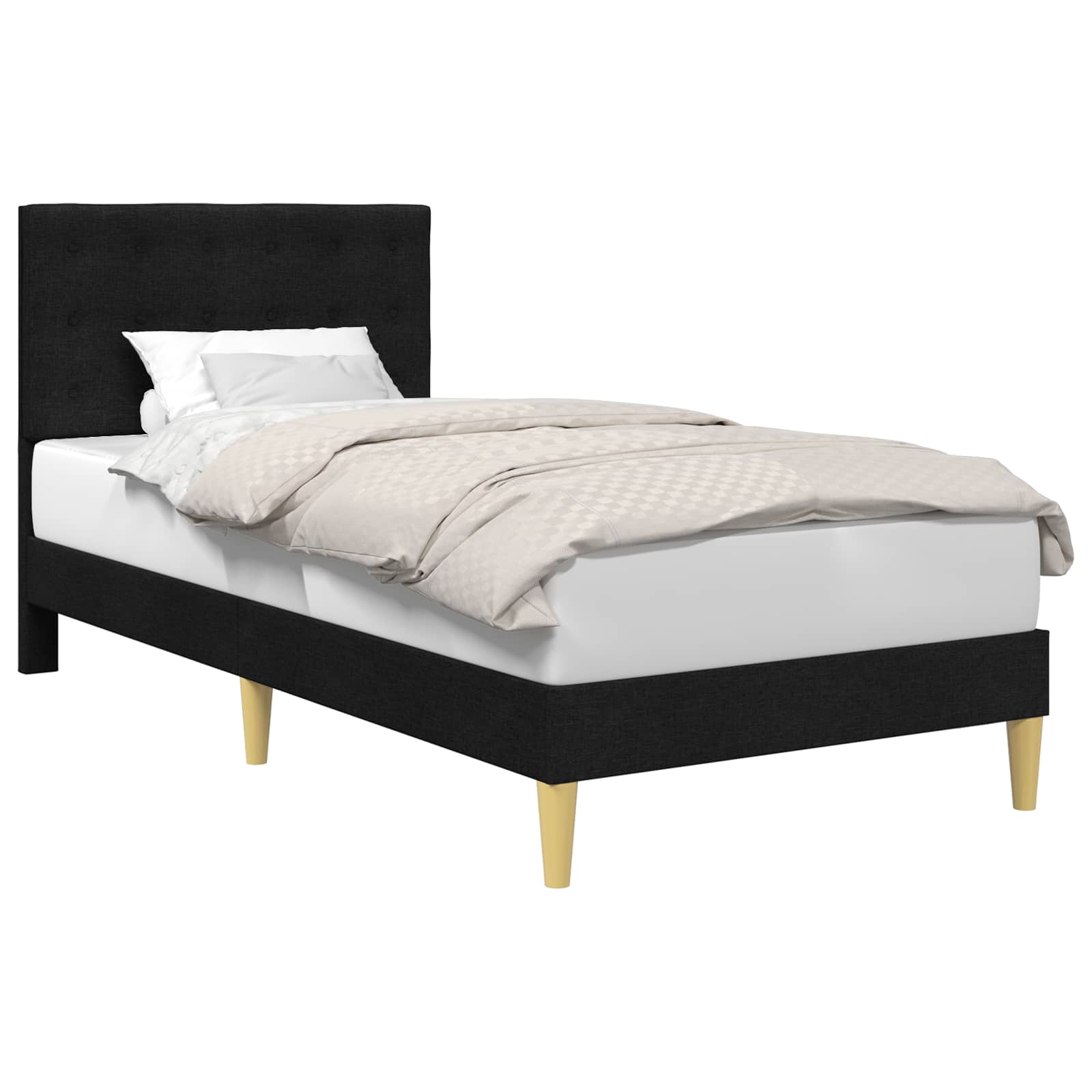 vidaXL Σκελετός Κρεβατιού με κεφαλάρι Μαύρο 100 x 200 cm Ύφασμα - Image 2