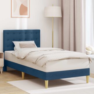 vidaXL Σκελετός Κρεβατιού με κεφαλάρι Μπλε 100 x 200 cm Ύφασμα