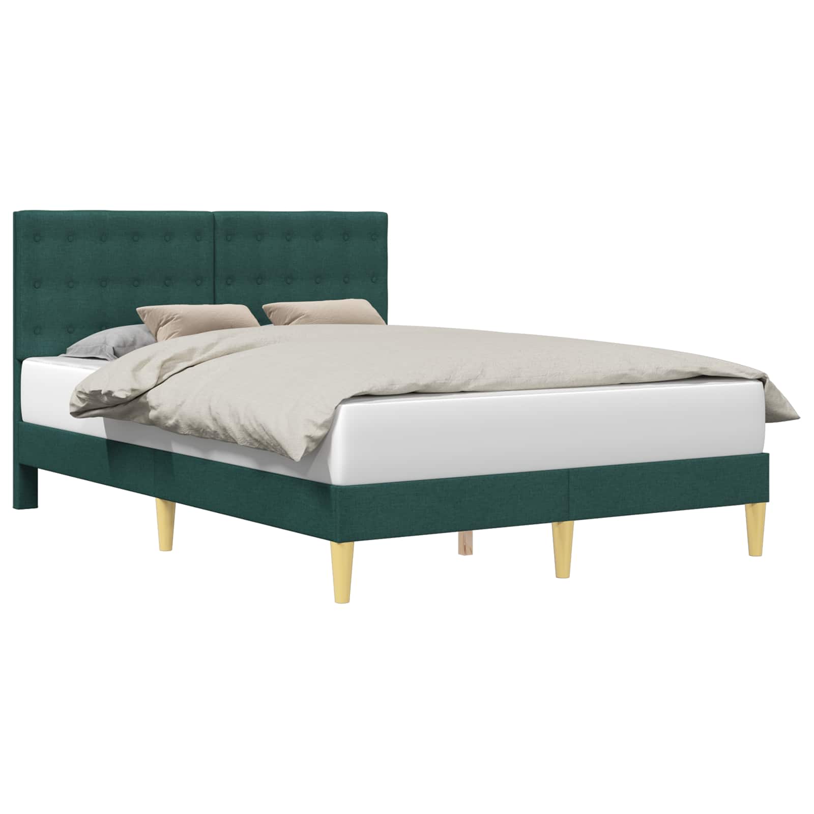 vidaXL Σκελετός Κρεβατιού Σκούρο Πράσινο 120 x 190 cm Ύφασμα - Image 2