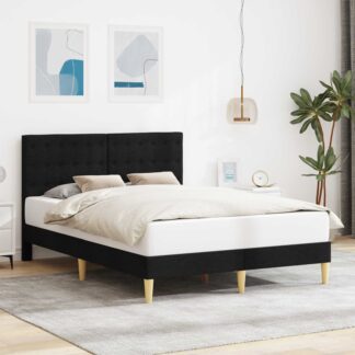 vidaXL Σκελετός Κρεβατιού με κεφαλάρι Μαύρο 120 x 200 cm Ύφασμα