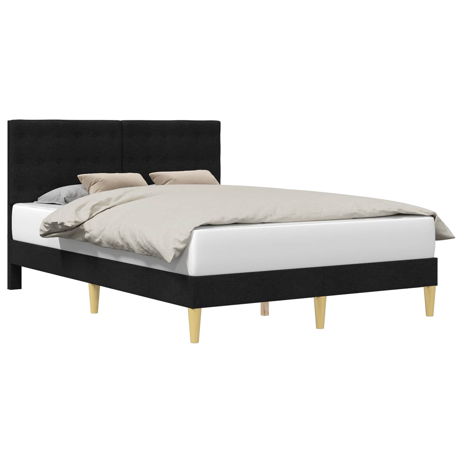 vidaXL Σκελετός Κρεβατιού με κεφαλάρι Μαύρο 120 x 200 cm Ύφασμα - Image 2