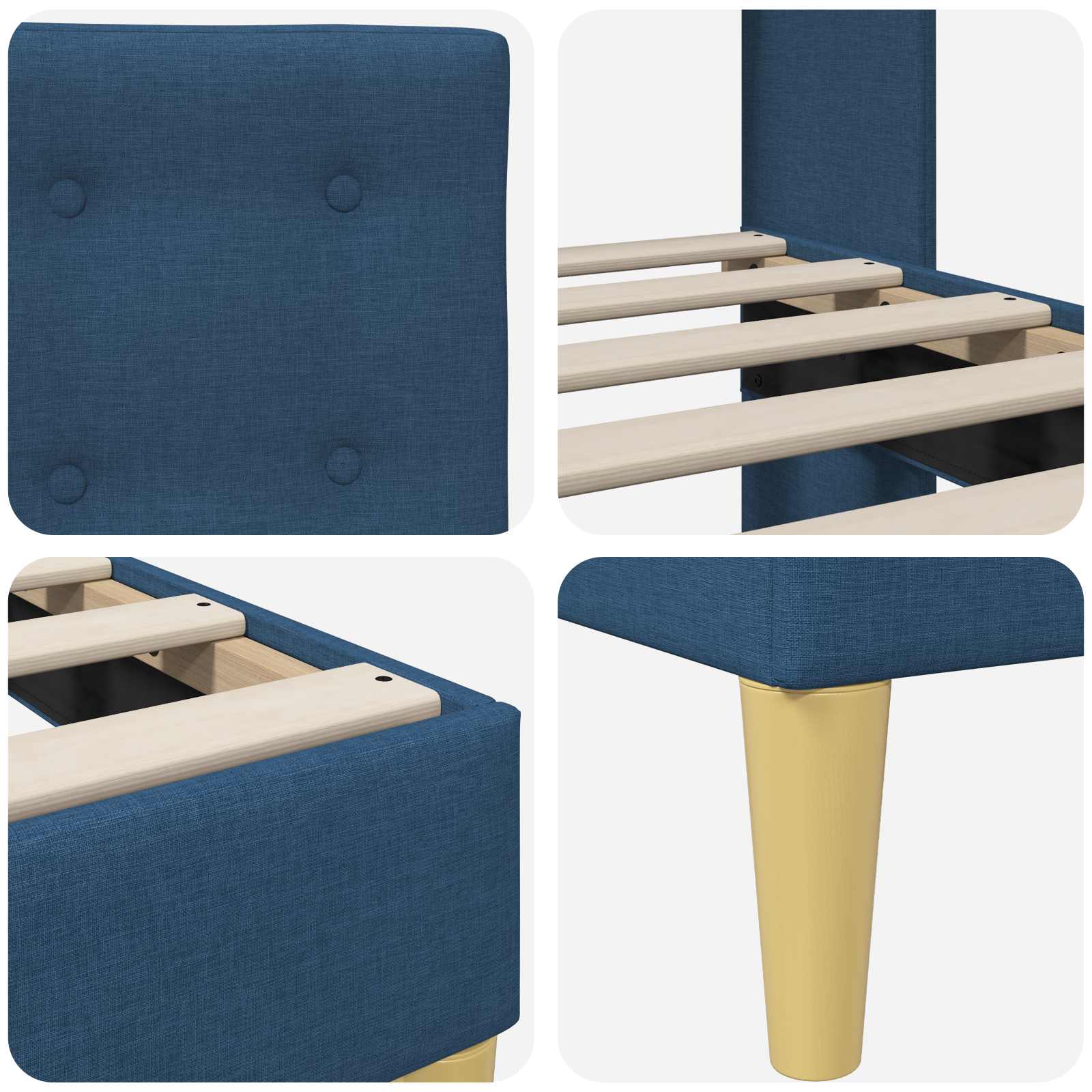 vidaXL Σκελετός Κρεβατιού με κεφαλάρι Μπλε 120 x 200 cm Ύφασμα - Image 7