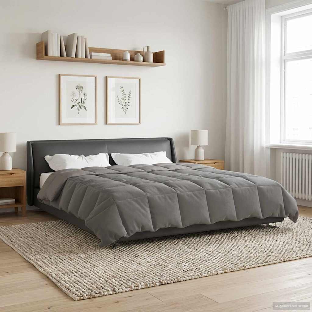 vidaXL Καλοκαιρινό Παπλωματοθήκη 200 x 240 cm Καλοκαίρι Ανοιχτό γκρι - Image 4