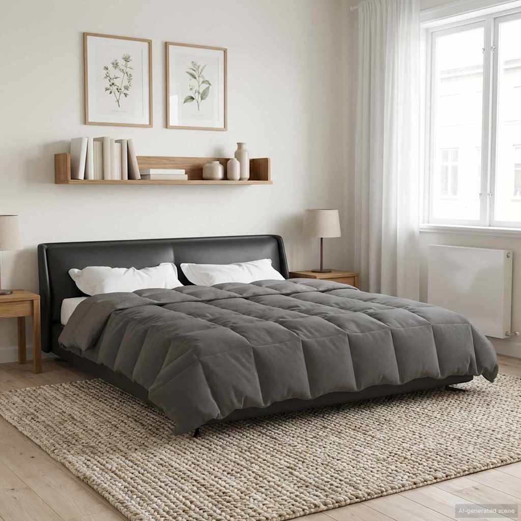 vidaXL Καλοκαιρινό Παπλωματοθήκη 220 x 260 cm Καλοκαίρι Ανοιχτό γκρι - Image 4