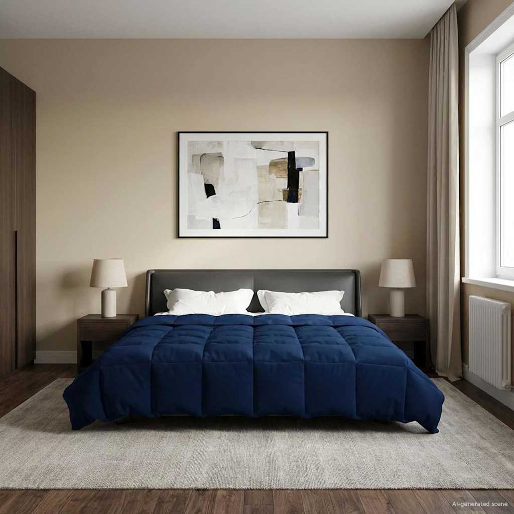 vidaXL Καλοκαιρινό Παπλωματοθήκη 220 x 240 cm Καλοκαίρι Σκούρο Μπλε - Image 4