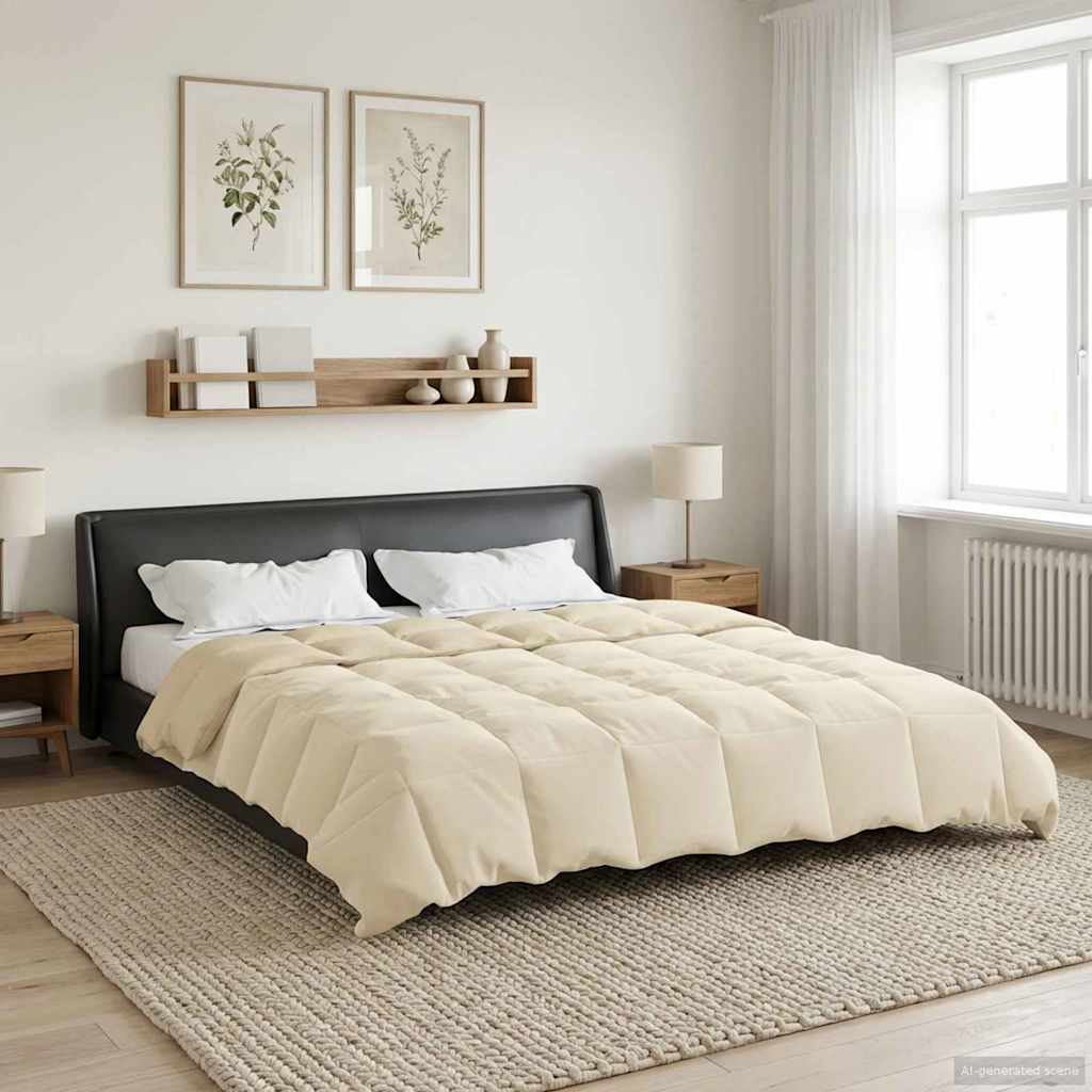 vidaXL Καλοκαιρινό Παπλωματοθήκη 220 x 260 cm Καλοκαίρι Κρεμ - Image 4