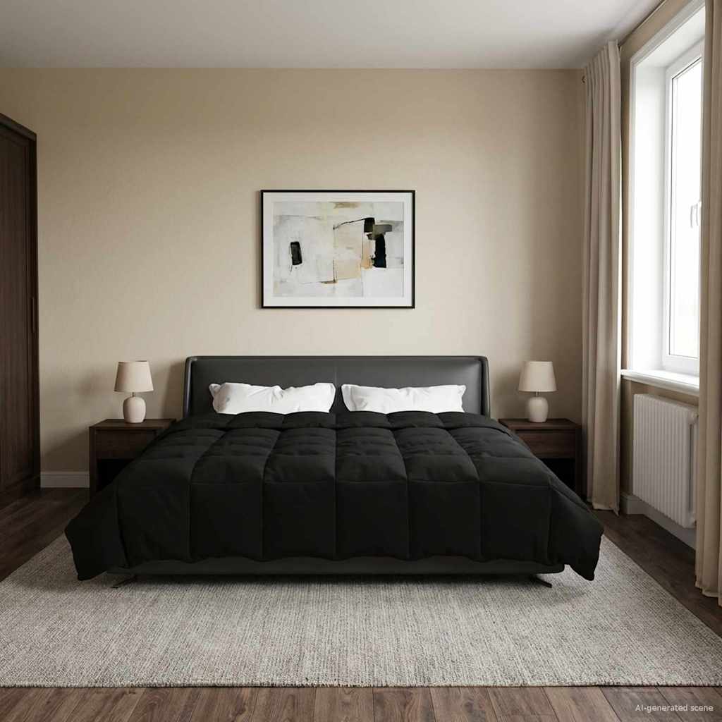 vidaXL Κουβέρτα ολόκληρου του χρόνου 200 x 240 cm 4 Εποχές Μαύρο - Image 4