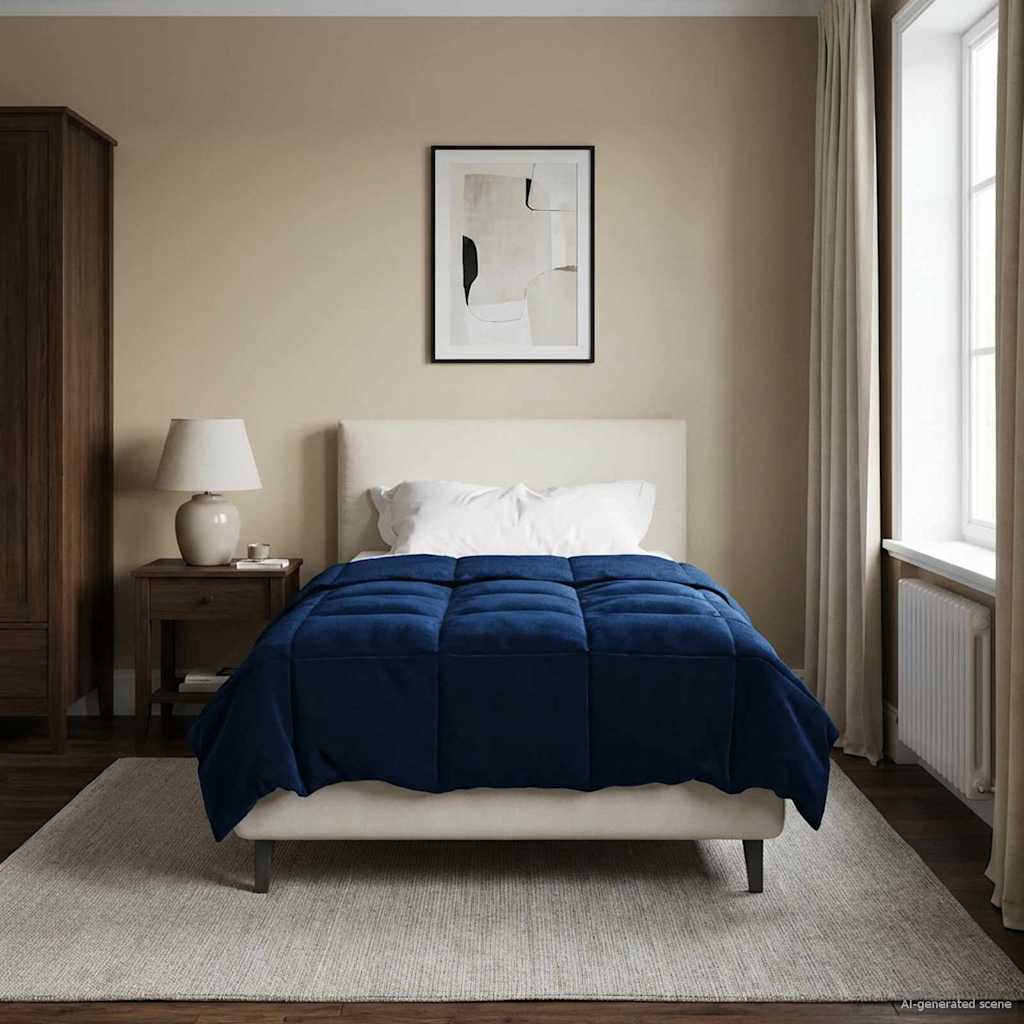 vidaXL Χειμερινό Παπλωματοθήκη 155 x 200 εκ. Χειμώνας Σκούρο Μπλε - Image 4
